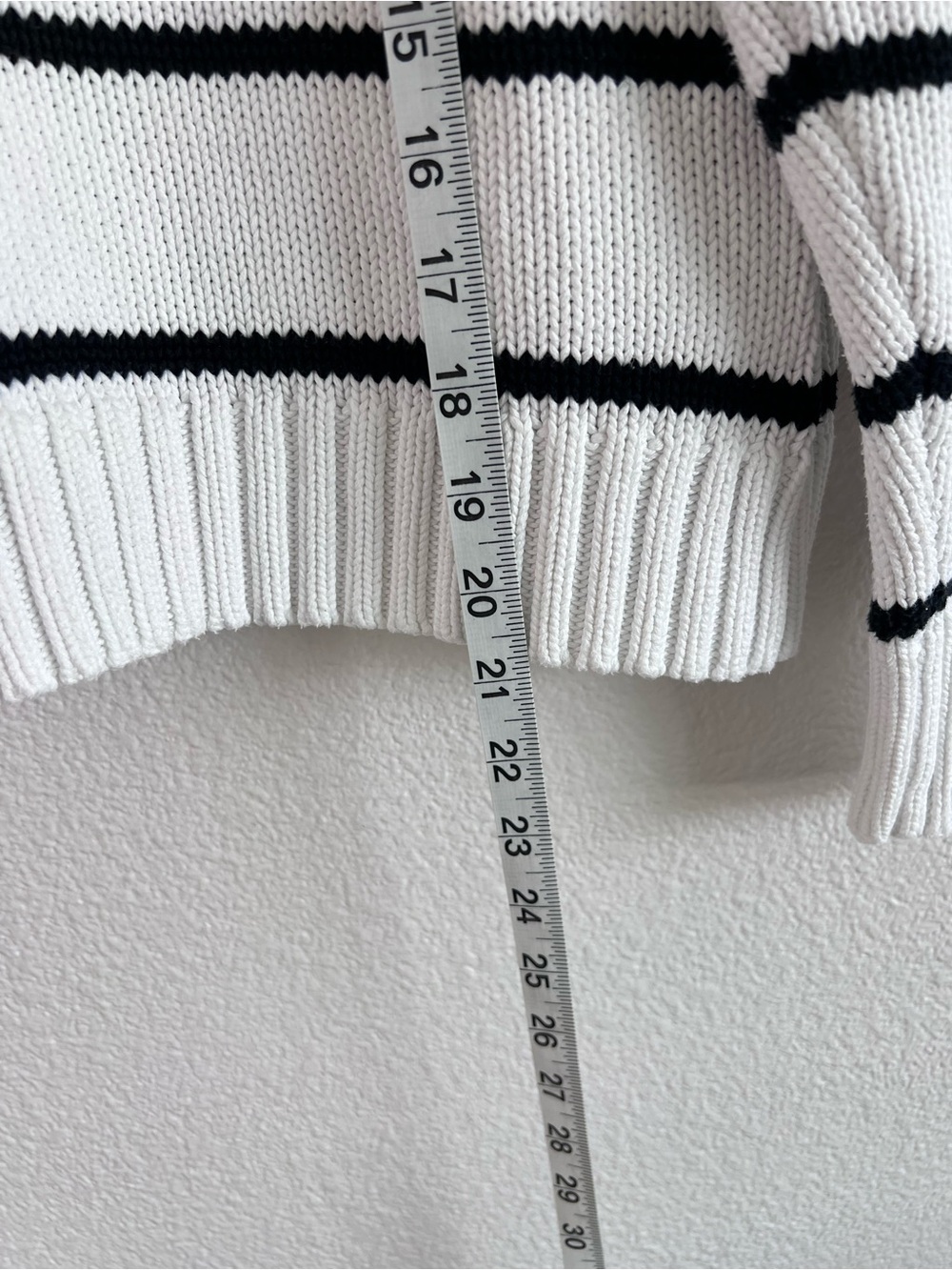 Quince Women's 100% Organic Cotton Striped Crew Sweater Ivory Black - Picture 7 of 7
